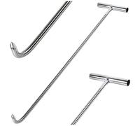 Manhole Hook, 15" Heavy-Duty Stainless Steel T-Shape Manhole Cover Hook with Thick Handle for Drain Grate, Roll-Up Door Cover Lifter Water Meter Key