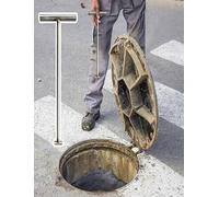 Manhole Hooks -T-Hook Manhole Cover Lifting Hook 16cm 43cm 60cm 73.5cm,Lifter Tool for Drain Cover/Grates/Man Hole Cover, Indoor Outdoor(43cm/17in)