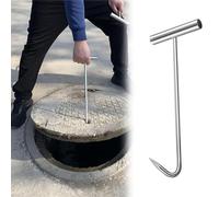 Manhole Lifting Hooks 50 60 70 80 90 100 CM, Hooked Drain Cover Remover Keys with T-style Handle, Versatile Heavy Duty Inspection Access Lifting Hooks Tool(Length 800mm/31.5in)