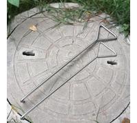 Manhole Lifting Keys - 2 Pcs Stainless Steel Hook for Sewer & Drain Covers Triangle Handle Lid Puller 30 cm Utility Cover Remover Heavy-Duty Blunt Tool