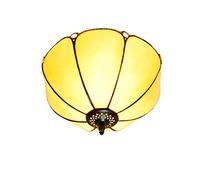 MANHONG 12 Inches Tiffany Flush Mount Ceiling Light, Large Stained Glass Uplighter Lamp Warm Pumpkins Vintage Style Deco Chandelier for Living Dining Room Bedroom Corridor