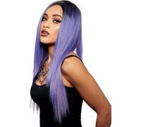 Smiffys Official Manic Panic® Amethyst Ombre™ Super Vixen™ Wig, Long Straight Wig, Heat Styleable with Adjustable Cap, in Purple Ombre Shades and Realistic Root Effect. Pre-styled wig