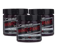 MANIC PANIC Deep Purple Dream Classic High Adhesion Semi-Permanent Hair Dye, 3 Pack , Blackberry, Purple Tone For Dark and Light Hair, Vegan, PPD and Ammonia Free