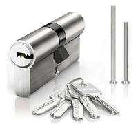 MANICAF 2 pieces lock cylinder, 35/35, simultaneous locking cylinder, profile cylinder, cylinder lock, euro cylinder lock, lock cylinder 70 mm with 10 brass keys