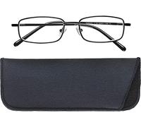 Manicare Reading Glasses For Men And Women, Comfortable Lightweight With Strong Comfort Flex Hinges, Anti-Glare Lenses, Metal Black Rimmed Frames With Glasses Pouch, +2.5 Strength