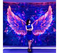 Manicer Blacklight Angel Wings Tapestry, UV Reactive Neon Wings Wall Hanging Tapestries, Fluorecent Butterfly Aesthetic Wall Art Decor for Bedroom, Living Room - 70.9" x 90.6"