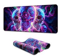 Manicer Blacklight Skull Mouse Pad - UV Reactive Neon Glow Gaming Desk Mat, Colorful Skeleton Extended Non-Slip Mousepad for PC Gamers, Office, Room Decor - 31.5" x 11.8"