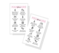Manicure and Pedicure Aftercare Client Instruction Cards Nail Salon | 50 pk | Matches Loyalty Discount with care removal instructions for Nail Tech to handout clients desk 2x3.5” Minimalist Pink