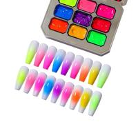Manicure Gel Palette - solid glue nail poliish, 9-Color Fluorescent Lacquer Kit, UV Curable Gradient Art Varnish, No-Wipe 18ml Cosmetic Palette | Manicure Colouring for Students & Artists