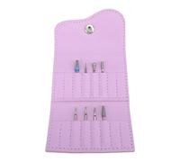 Manicure Grinding Bits Storage Bag Set, Nail Drill Bits Organizer with PU Leather Case, Multi Layer Portable Pouch for Home and Salon Use Including 8 Nail Grinding Bits