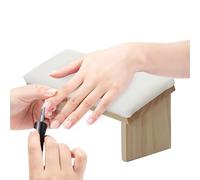 Manicure Hand Support - PU Leather Wooden, Ergonomic Arm Pad | Durable Comfort Cushion, Elevated Nail Polishing Rest Device with Professional Salon Accessory for Client Satisfaction and Relax