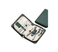 Manicure Kit 12 Pcs Set Nail Clipper Stainless Steel Dark Green Portable Home Manicure Cutters Dead Skin Trimming Tool Travel