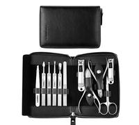 Manicure Kit, FAMILIFE Professional Manicure Set Nail Kit, 11 in 1 Stainless Steel Nail Clippers Set for Men Pedicure Kit, Men Grooming Kit with Portable Black Leather Travel Case Luxury Gifts for Him