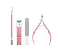 Manicure Kit for Women Travel Nail Care Kit with Cuticle Trimmer Nail Clippers Cuticle Pusher Glass Nail File Portable Nail Kit Women Pink Pedicure Manicure Tools Cuticle Set with Plastic Case