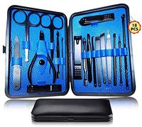 Manicure Pedicure Kit Nail Clippers Set 18 in 1 High Precision Stainless Steel Black Cutter Sharp Scissors for Men&Women Fingernails&Toenails Vibrissac Scissors with Portable Stylish Case