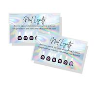 Manicure & Pedicure Loyalty Discount Card | 50 Pack | Physical Printed 2x3.5" inch Business Card Size | Nail Salon Loyalty | Holographic Look Rainbow Background
