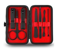 Manicure Pedicure Set Nail Clippers Kit 7 Pcs Stainless Steel Hygiene Kit Portable Nail Trimming Set and Grooming Tools with Fine Leather Case [Gift Box] (Black)