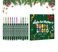 Manicure Pens, Christmas Pens, 12 Color Fingernail Drawing Markers with Fine Tips, Creative Graffiti Design Tool for Stylish Looks, Perfect for Women Girls, Holiday Party Home Salon