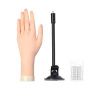 Manicure Practice Hand,Fake Hand Nails | Realistic Silicone with Jelly Glue Suction Cup Bendable Finger Mannequin for Men Beginner Cosmetology School Student Education