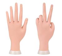 Manicure Practice Hands & Fingers Nail Hand Practice Model Flexible Movable Soft Plastic Hand for Fake Nail Art Starter Training (Brown)
