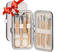 Manicure Set 10 in 1 Stainless Steel Gold Nail Clippers Kit Womens/Mens Gifts - Portable Travel Nail Grooming Kit with Leather Case, Gift for Him Her Boys Girls Husband Boyfriend