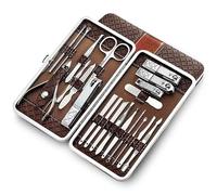 Manicure Set 21PCS Stainless Steel Manicure Box Professional Nail Clipper Set Decoration Foot Care Tools Grooming Tool with PU Leather Case Manicure Nail Clippers Kit (Color : E)