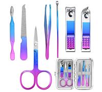 Manicure Set 7 pcs Pedicure Kit Professional Fashion Stainless Steel Nail Clippers Nails Cuticle Remover Toenail Cutter Grooming Tools for Girls Men Women