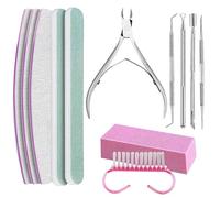 Manicure Set for Salon, Nail Care Tool Set - 100/180 Manicure Tools, Stainless Steel Nail Care Set, Nail Tools Include Polishing Files, a Triangle Cuticle Remover and a N