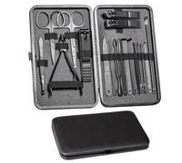 Manicure Set Men 18-Piece Nail Care Set, Pedicure Care Set, Nail Clippers Set, Stainless Steel Nail Set, Portable for Travel (Black)