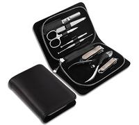 Manicure Set，Nail Clipper Set， Manicure Set Pack Of 8 Stainless Steel Multicolor With Leather Travel Case(Black)