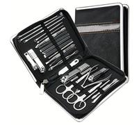 Manicure Set，Nail Clipper Set， Pack Of 26 Stainless Steel Nail Clippers Set Multicolor With Case(Black)