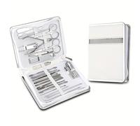 Manicure Set，Nail Clipper Set， Pack Of 26 Stainless Steel Nail Clippers Set Multicolor With Case(White)