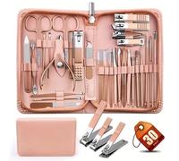 Manicure Set，Nail Clipper Set， Pack Of 30 Multicolor Stainless Steel Manicure Pedicure Set With Case(Pink)