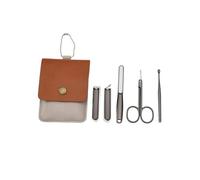 Manicure Set，Nail Clipper Set， Pack Of 5 Stainless Steel Nail Clipper Set Manicure Pedicure Kit Multicolor(Bruin)
