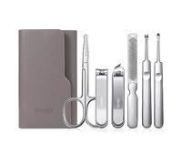 Manicure Set，Nail Clipper Set， Pack of 6 Stainless Steel Manicure Pedicure Set with Leather Case Multicolor(Gris)
