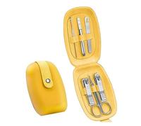Manicure Set，Nail Clipper Set， Pack Of 6 Stainless Steel Multicolor Manicure Pedicure Set With Leather Case(Yellow)