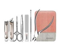 Manicure Set，Nail Clipper Set， Pack Of 7 Stainless Steel Manicure Pedicure Set With Leather Case Multicolor(Pink)