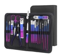 Manicure Set，Nail Clipper Set， Stainless Steel Manicure Pedicure Set With Travel Case Black Multiple Sizes(18 pcs in 1)