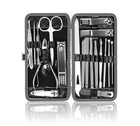 Manicure Set, Nail Kit, Pedicure Kit, Nail Clippers, Professional Grooming Kit, 19Pcs OKOM Stainless Steel Manicure Kit, Nail Tools with Black Luxurious Leather Travel Case