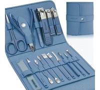 Manicure Set Professional Nail Clippers Pedicure Kit, 16 pcs Stainless Steel Nail Care Tools Grooming Kit with Luxurious Travel Leather Case for Thick
