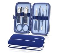 Manicure Set-Stainless Steel Nail Care Set-Professional 7 in 1 Ingrown Toenail Clipper Grooming Tool-Pedicure Kit & Toe Nail Cutter-Thick Nail Scissors Toiletries with Cuticle Trimmer (Blue)