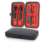 Manicure Set-Stainless Steel Nail Care Set-Professional 7 in 1 Ingrown Toenail Clipper Grooming Tool-Pedicure Kit & Toe Nail Cutter-Thick Nail Scissors Toiletries with Cuticle Trimmer (Black)