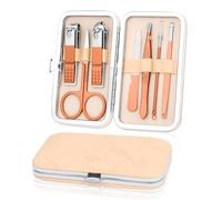 Manicure Set-Stainless Steel Nail Care Set-Professional 7 in 1 Ingrown Toenail Clipper Grooming Tool-Pedicure Kit & Toe Nail Cutter-Thick Nail Scissors Toiletries with Cuticle Trimmer (Rose Gold)
