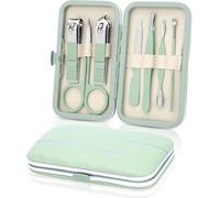 Manicure Set-Stainless Steel Nail Care Set-Professional 7 in 1 Ingrown Toenail Clipper Grooming Tool-Pedicure Kit & Toe Nail Cutter-Thick Nail Scissors Toiletries with Cuticle Trimmer (Green)