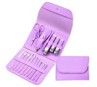Manicure Set with Case 16pcs Professional Nail Clippers and Cuticle Nippers Set with Travel Case Manicure Pedicure Sets(PURPLE)