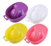 Manicure Soak Bowl for Acrylic Removal Plastic Nail Care Tray 2pcs | Ergonomic Raised Centre, Hanging Hole, Remover Compatible, Space Saving Design, Suitable for Hands, Random Color