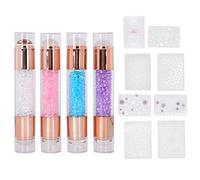 Manicure Stamper Kit Double Ended Silicone Stamp Pens with Nail Stamping Plates for Home Nail Salon Blue Pink Transparent Purple 4 Sets