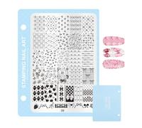 Manicure Stamping Plate, Press Mold, Fashion Utility with Sturdy Panel, Reusable Layer with Refined Coating, 6.3x4.72x0.12in Studio Category, DIY Decoration Tool for Salon Home Party Wedding