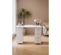 Manicure Table on Wheels with 1 Cabinet & 4 Drawers in White The hot sale White