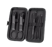 Manicure Tools Black Nail Clippers Set Full Set of Men's Nail Clippers Set Box Acne Needles Nail Groove Special Pedicure Knife Tools for Home Use Manicure Set(Black,8PCS)